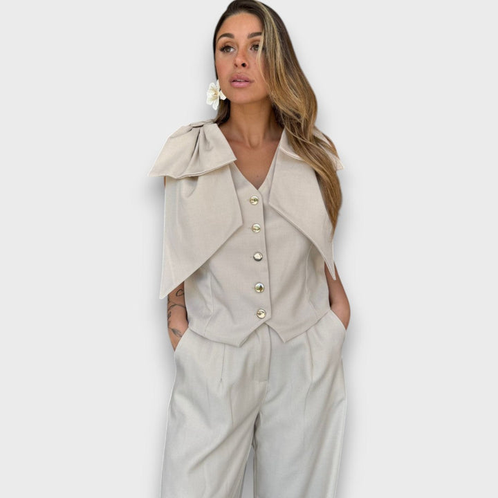Madine – Set with Bow Vest and Wide Pants