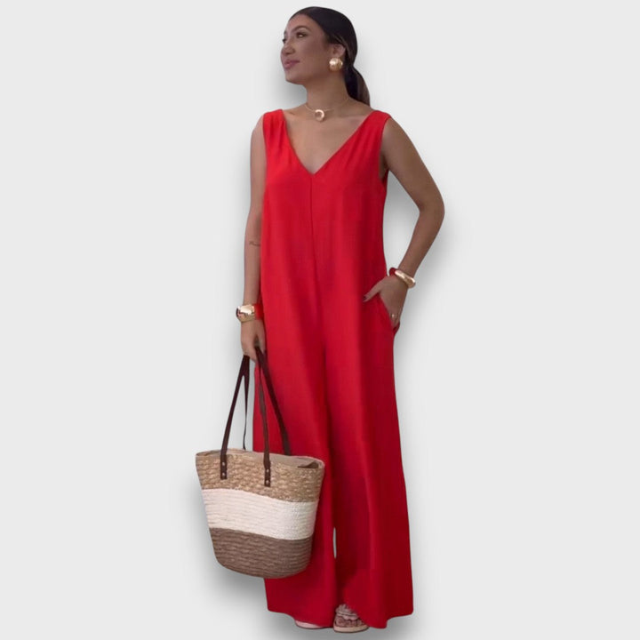 Aubrine – Flowing Jumpsuit with V-Neck