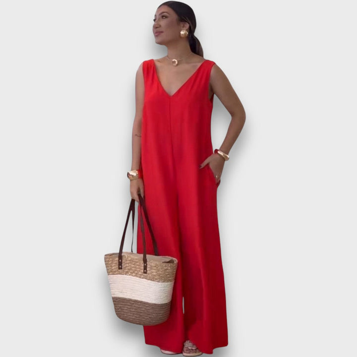 Aubrine – Flowing Jumpsuit with V-Neck