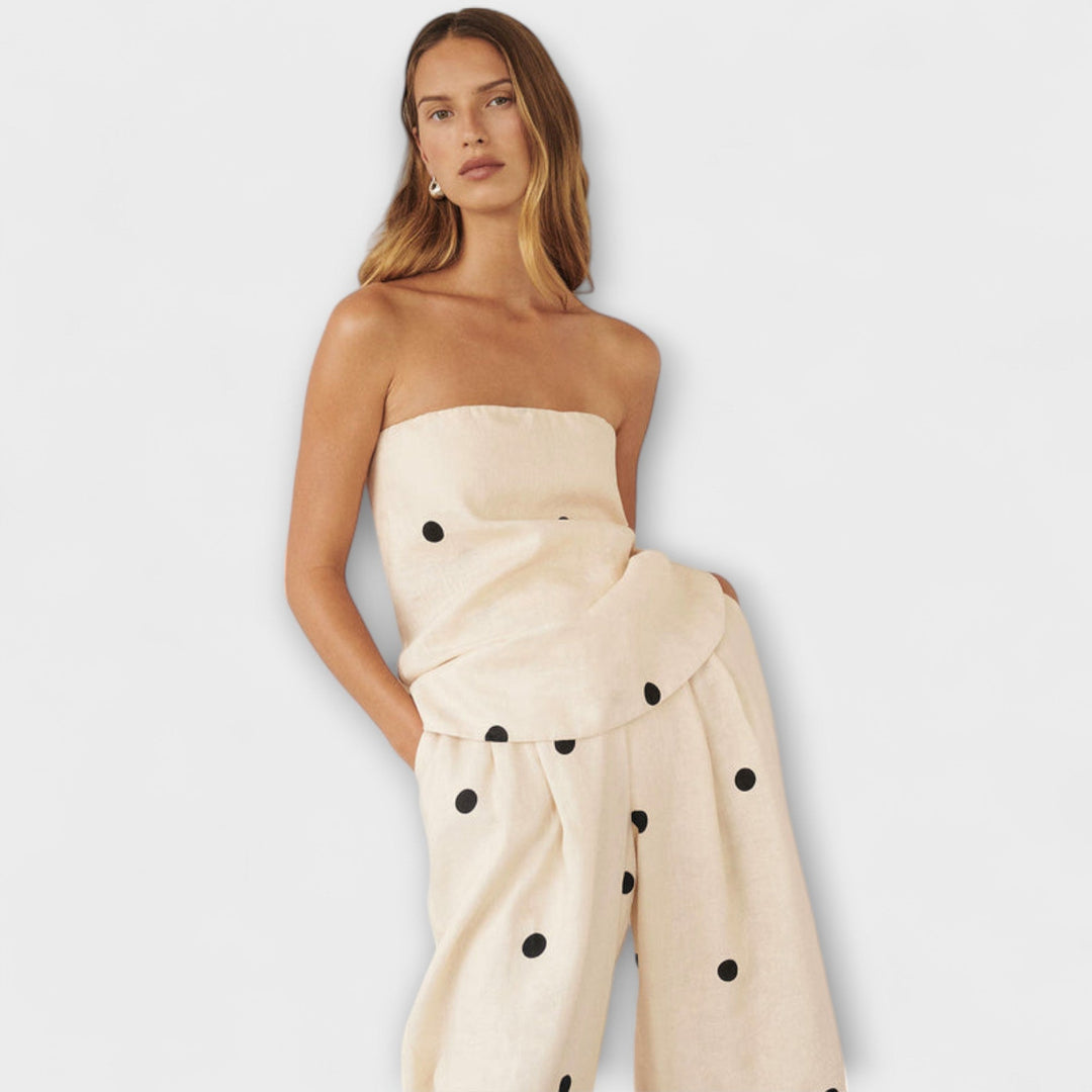 Milana – Polka Dot Set with Off-the-Shoulder Top