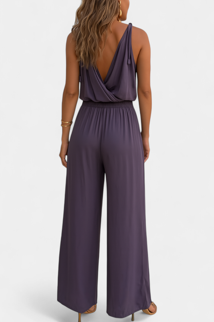 Sereya – Jumpsuit with Golden Details and Leg Slits