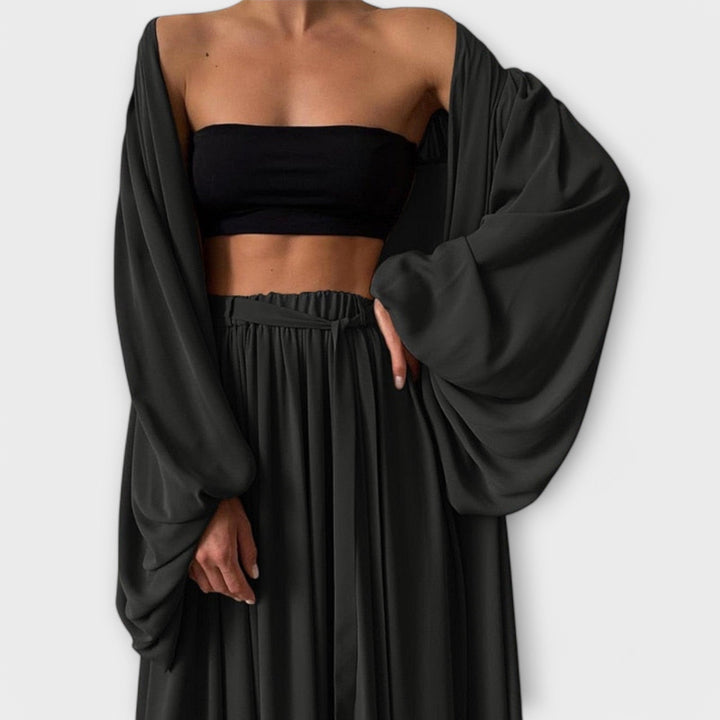 Lumara – Three-Piece Loungewear Set with Kimono