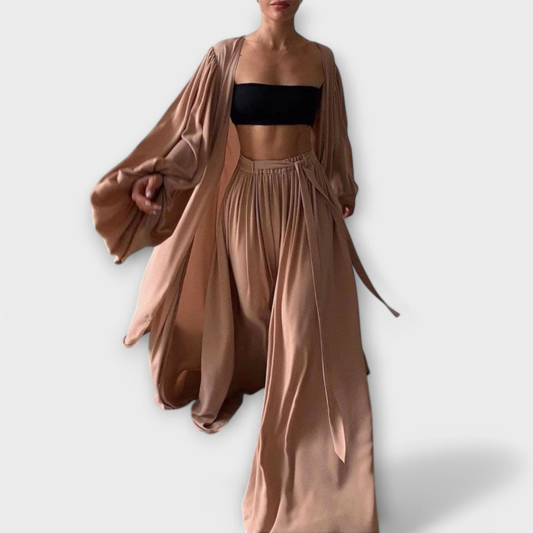 Lumara – Three-Piece Loungewear Set with Kimono