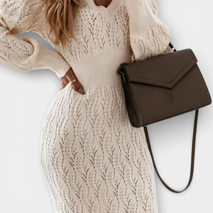 Isadora Belle | Knitted Midi Dress with V-neck