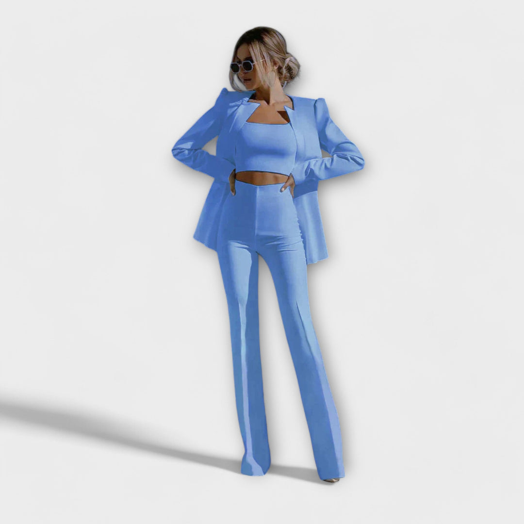 Kalviera - Stylish 3-Piece Set (Blazer, Top, Pants)