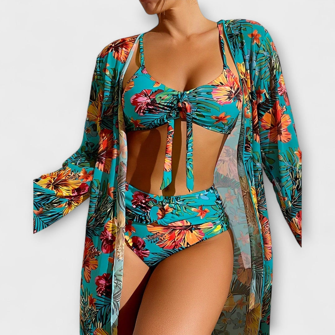 Malani – 3-Piece Bikini Set with Tropical Flair