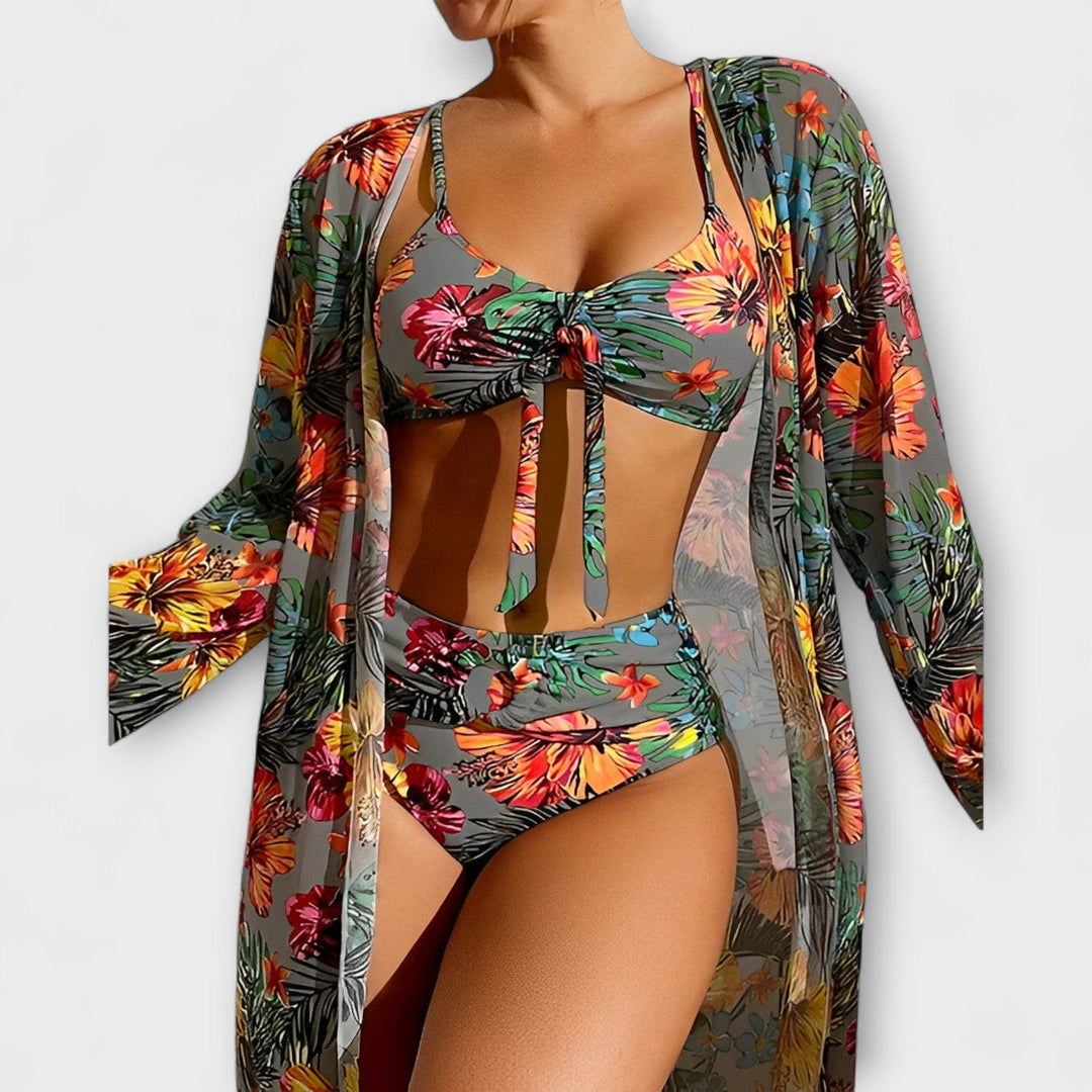 Malani – 3-Piece Bikini Set with Tropical Flair