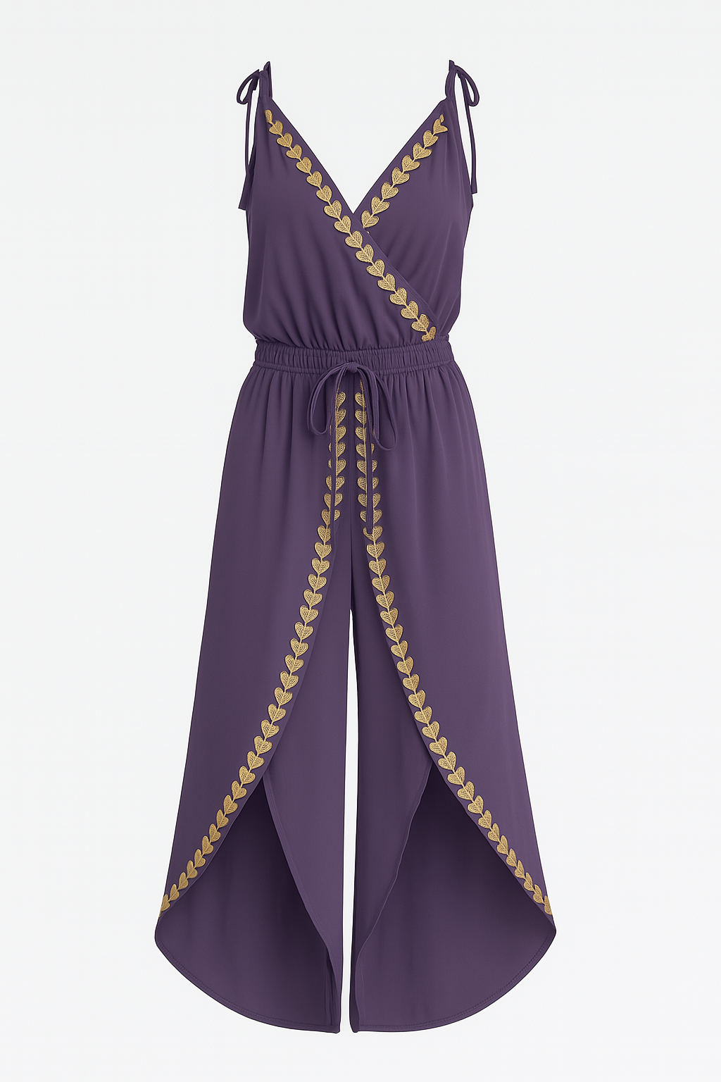 Sereya – Jumpsuit with Golden Details and Leg Slits