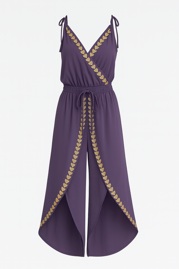 Sereya – Jumpsuit with Golden Details and Leg Slits