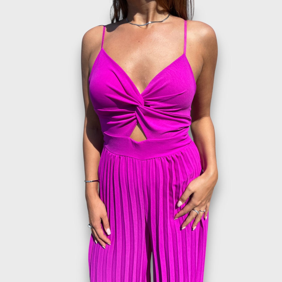 Elisa – Combo Jumpsuit in Violet with Twist Detail