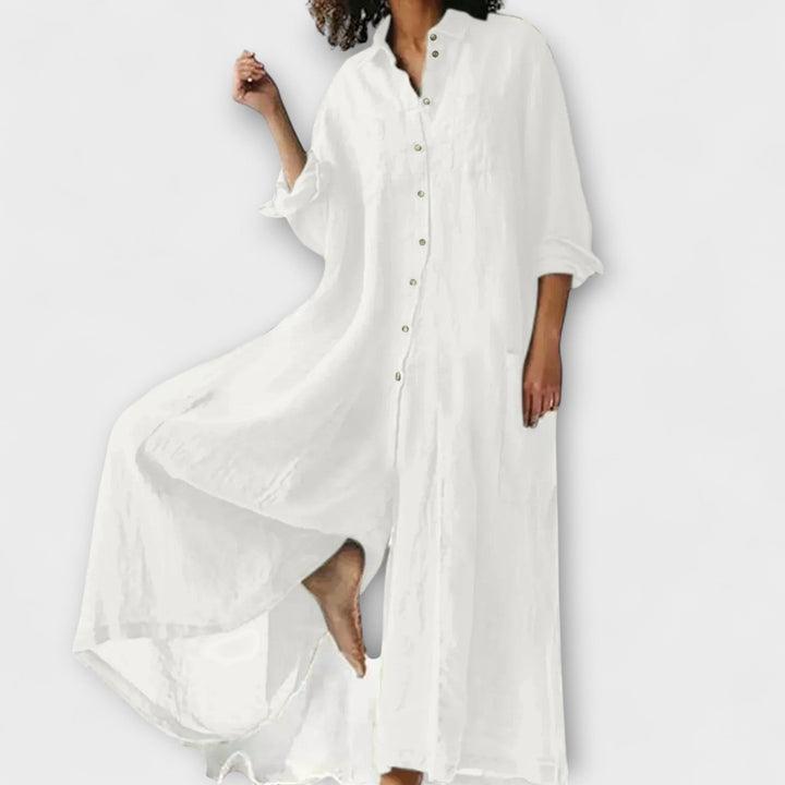 Liv – Relaxed Shirt Jumpsuit with Oversized Flair