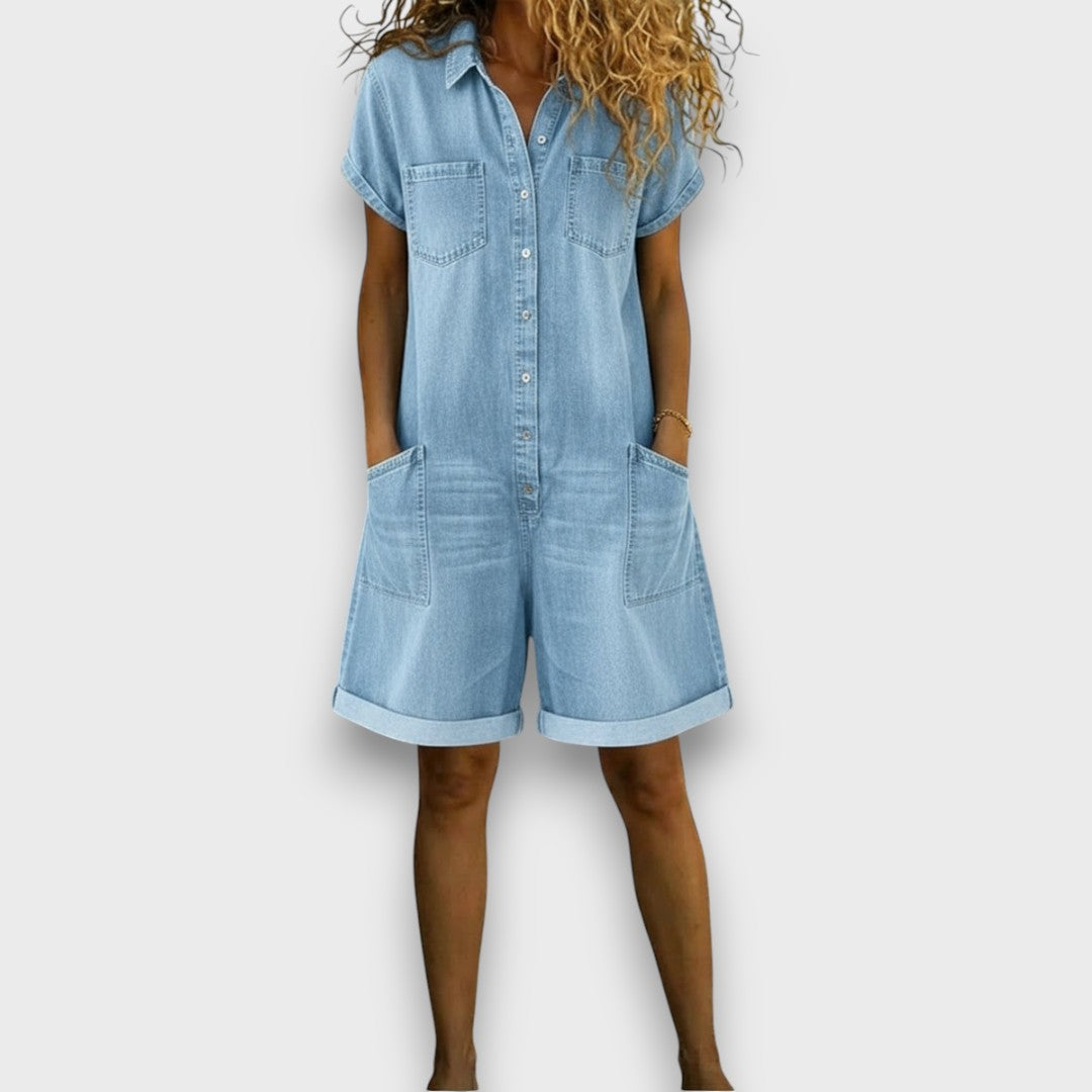 Vana – Denim Shorts Jumpsuit