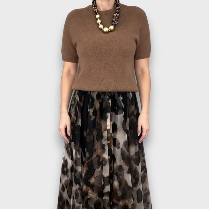Leora – Sweater and Skirt Set with Leopard Print