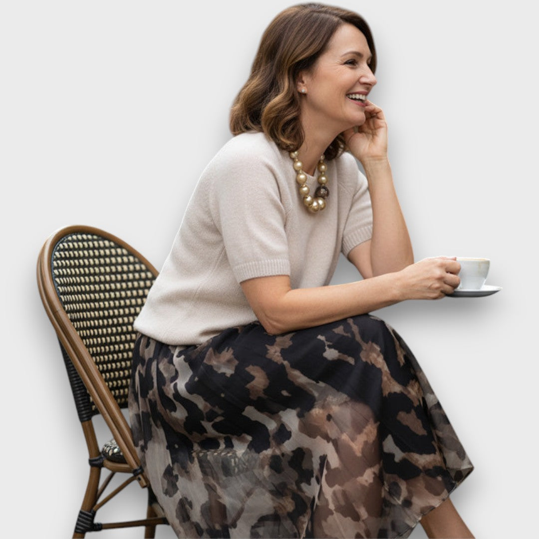 Leora – Sweater and Skirt Set with Leopard Print